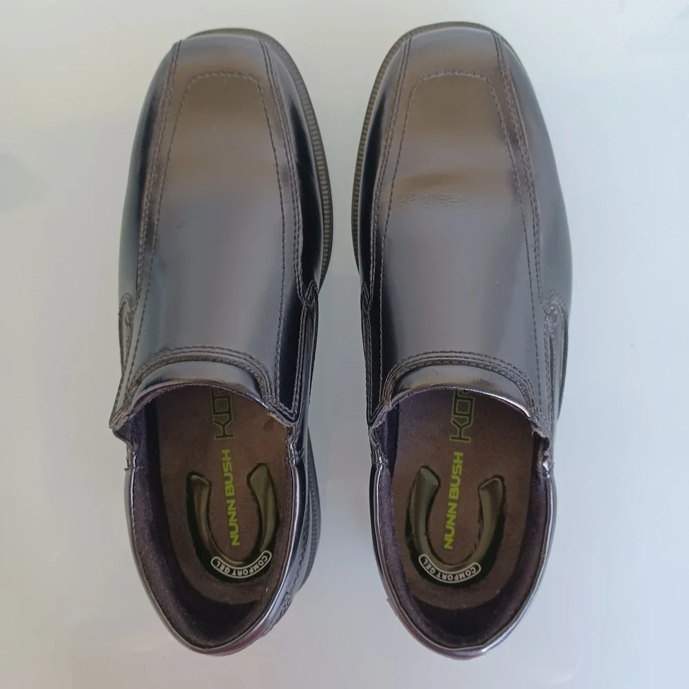 Nunn Bush Kore Mens Black Leather Slip On Dress‎ Shoes Loafers 84357-001 8XW